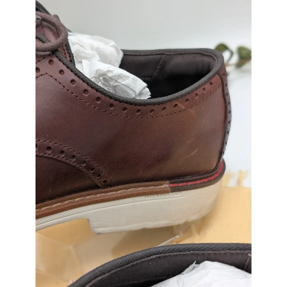 Men's Brown Leather Oxford Dress Shoes Cole Haan Goto Plain Toe Size 12M Dark...